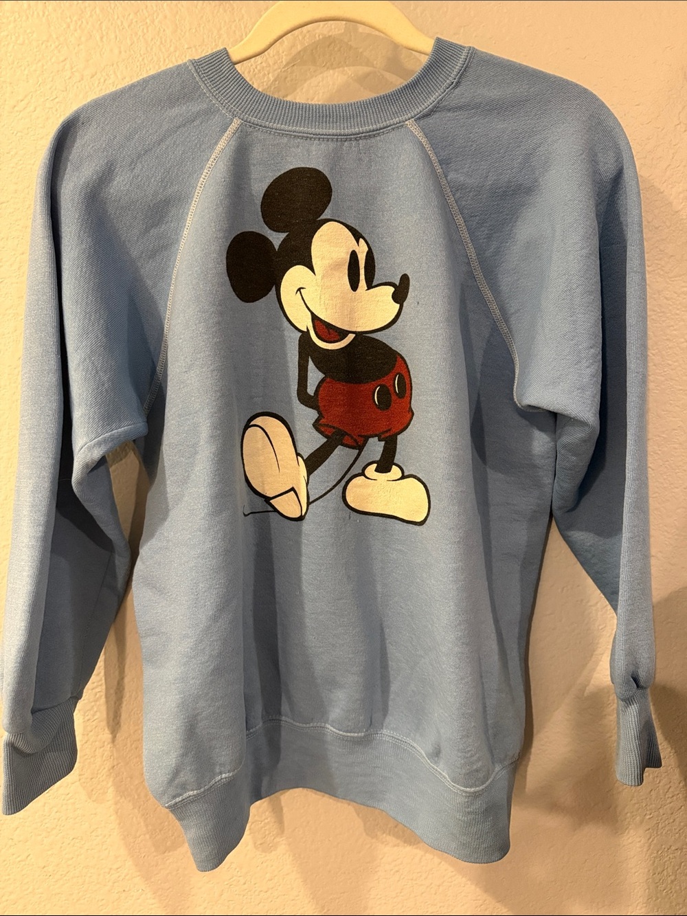 80-90s Vintage Light Blue Mickey Mouse Graphic Crewneck Sweater